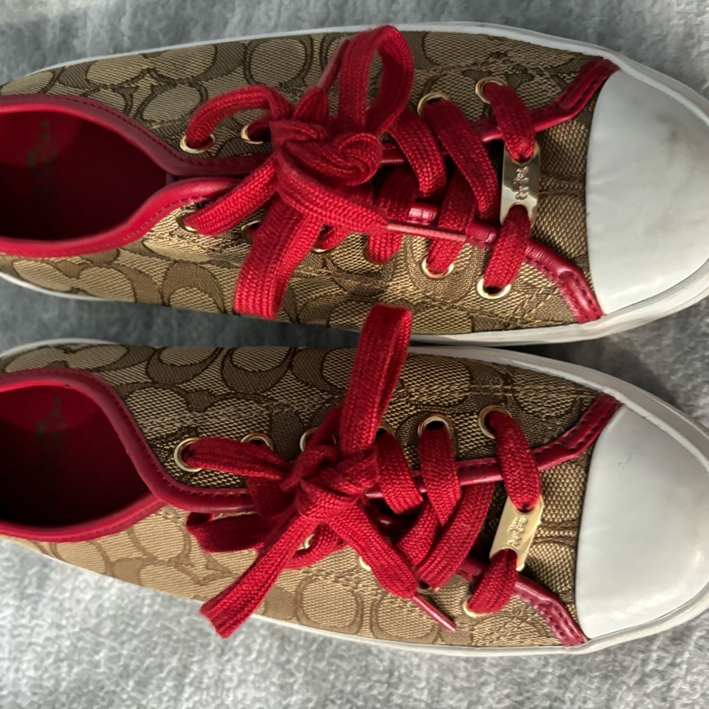 Coach red and brown sneakers - Picture 2 of 6